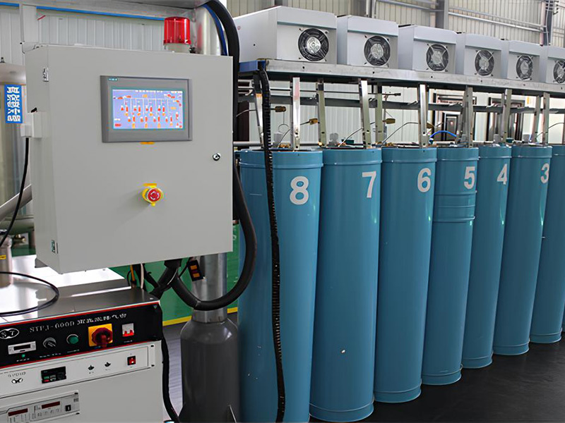 電子氣體級匯流排，自動化控制加熱烘干真空置換裝置 2 套(6 工位，8 工位)可以同時處理 14 支直徑小于 250 的鋼瓶